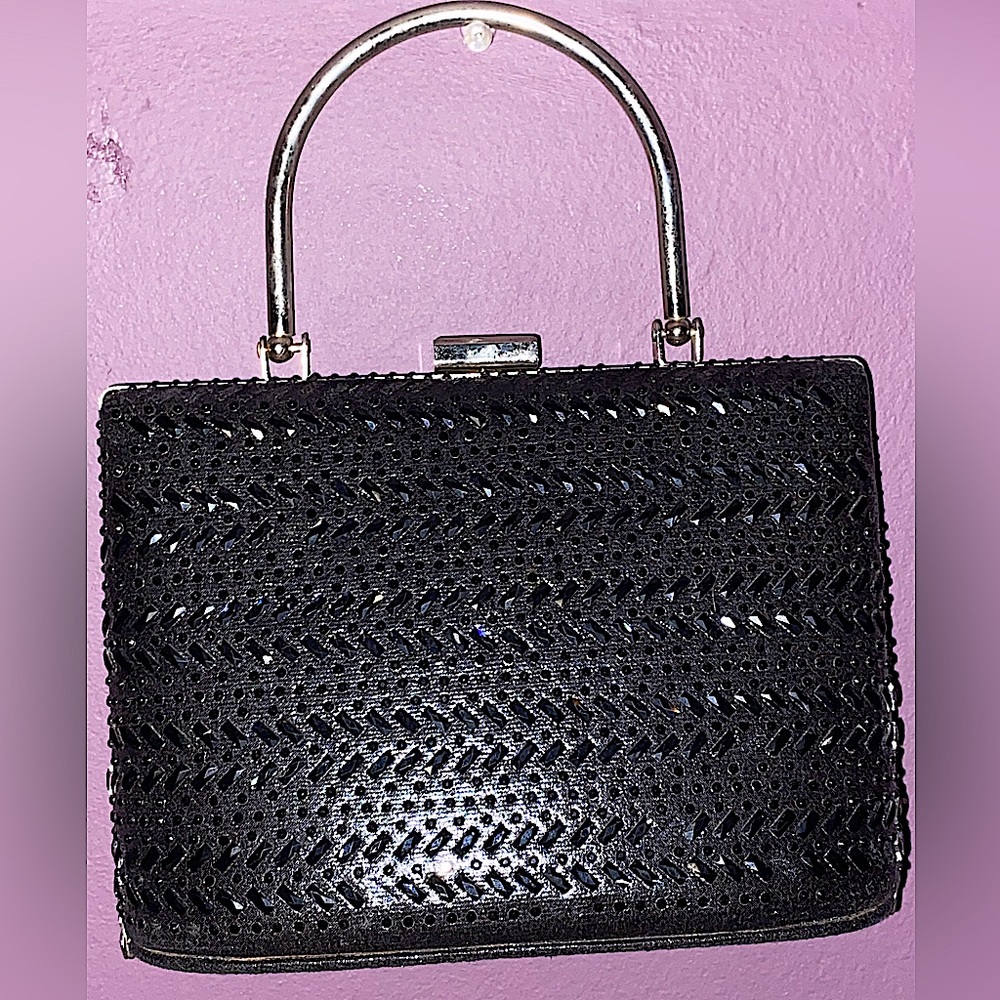 Black rhinestone clutch purse